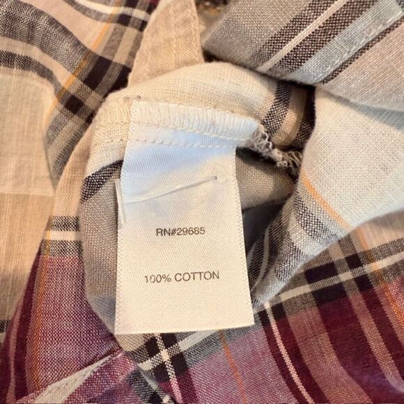 Pendleton Women's Button Front Plaid Shirt Taupe Cream Wine Purple Size Medium - Picture 6 of 11